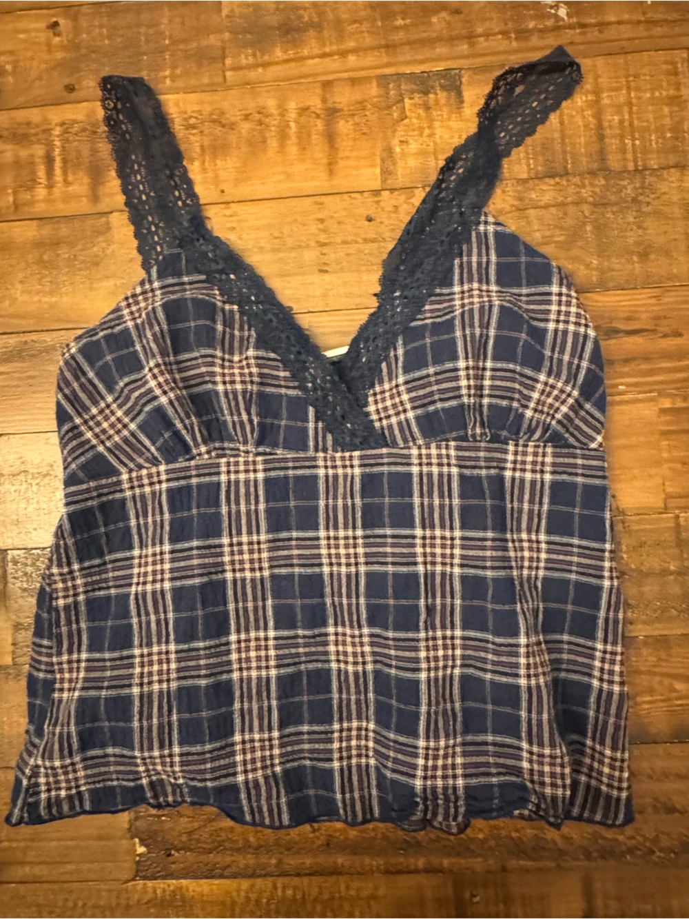 WILD LOVE Plaid Lace-Trim Tank Top Y2K